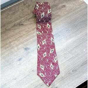 Vivace Silk Red Square And Floral Tie Vintage
